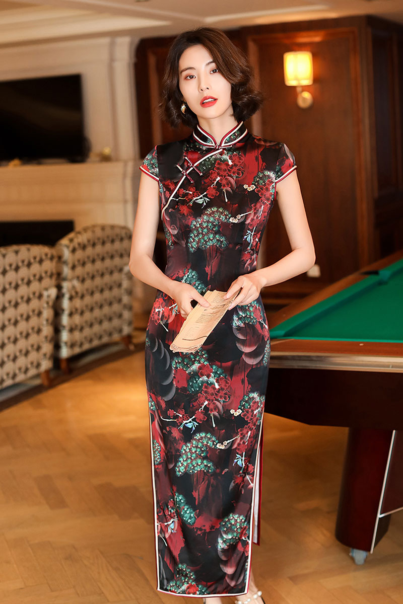 2022新款真丝旗袍长款礼服日常宴会高端桑蚕旗袍