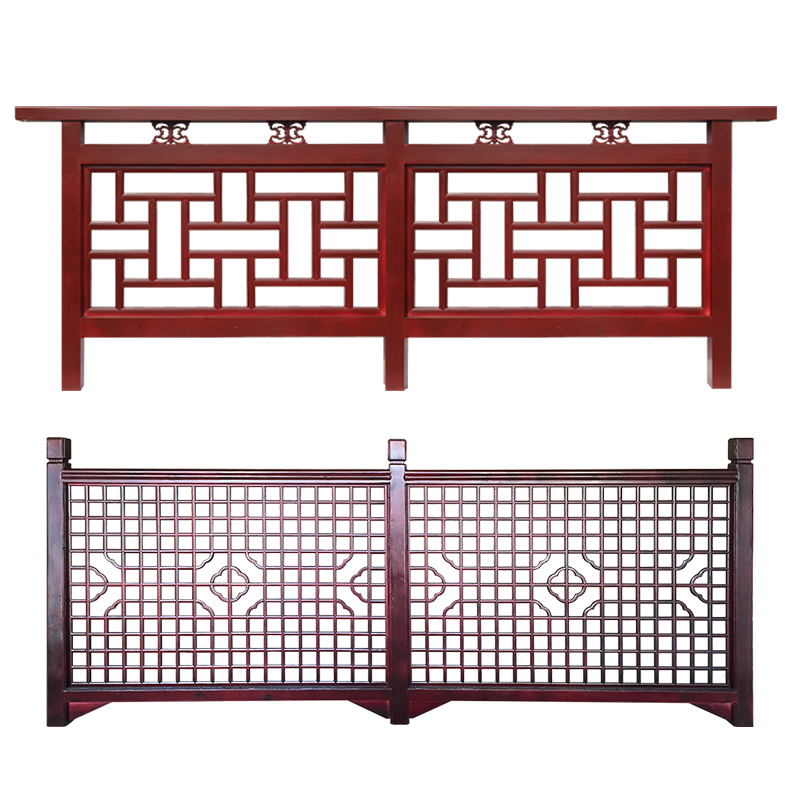 楼梯东阳木雕护栏实木栏杆扶手围栏雕刻大柱木雕