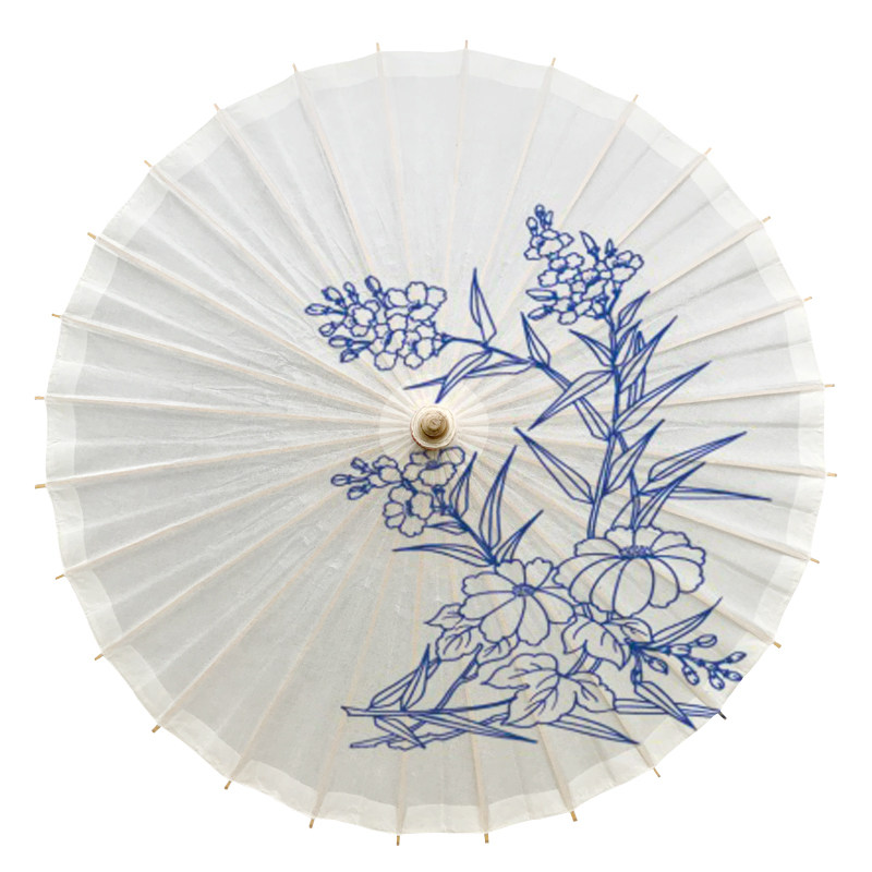 满穿油纸伞纯手工青花瓷古风油纸伞纯手工传统非遗仿古旗袍走秀伞