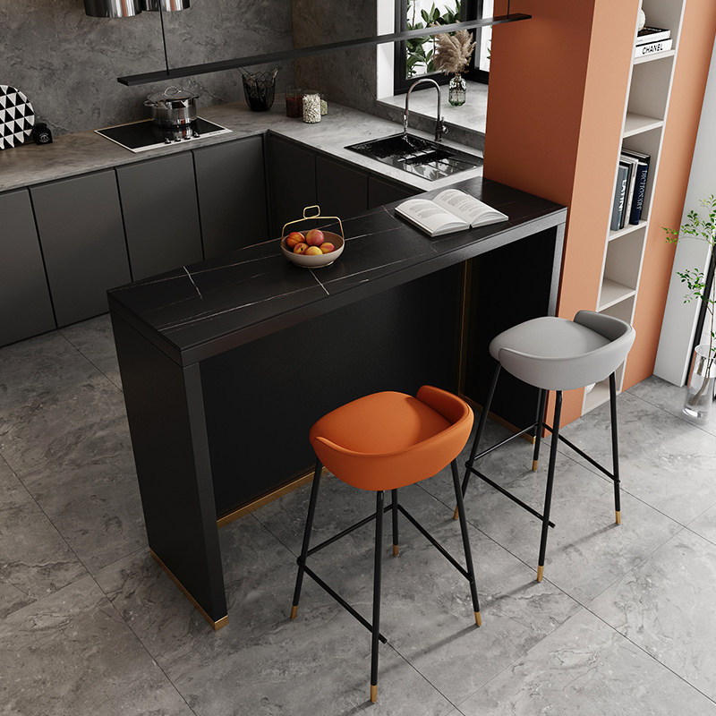 吧台轻奢家用开放式厨房岩板中岛餐桌一体客厅吧台