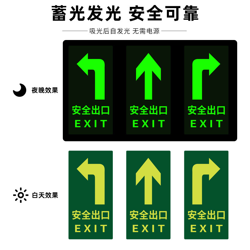 新款警示逃生应急地滑台阶小心消防箭头疏散标志牌