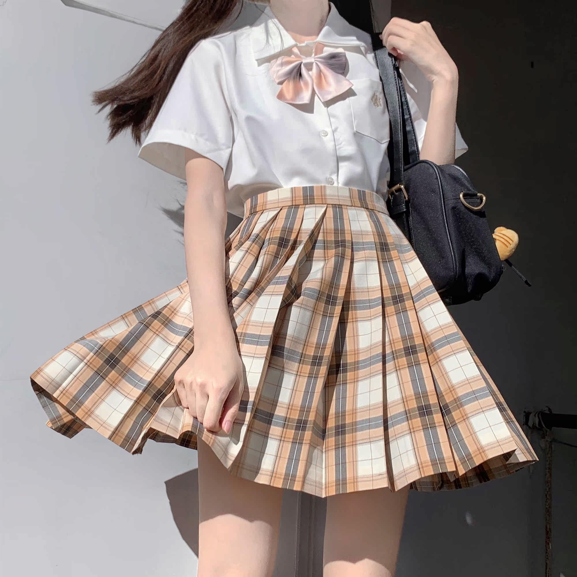 猫织部三花现货掉落jk日本正统制服格裙百褶裙半身裙