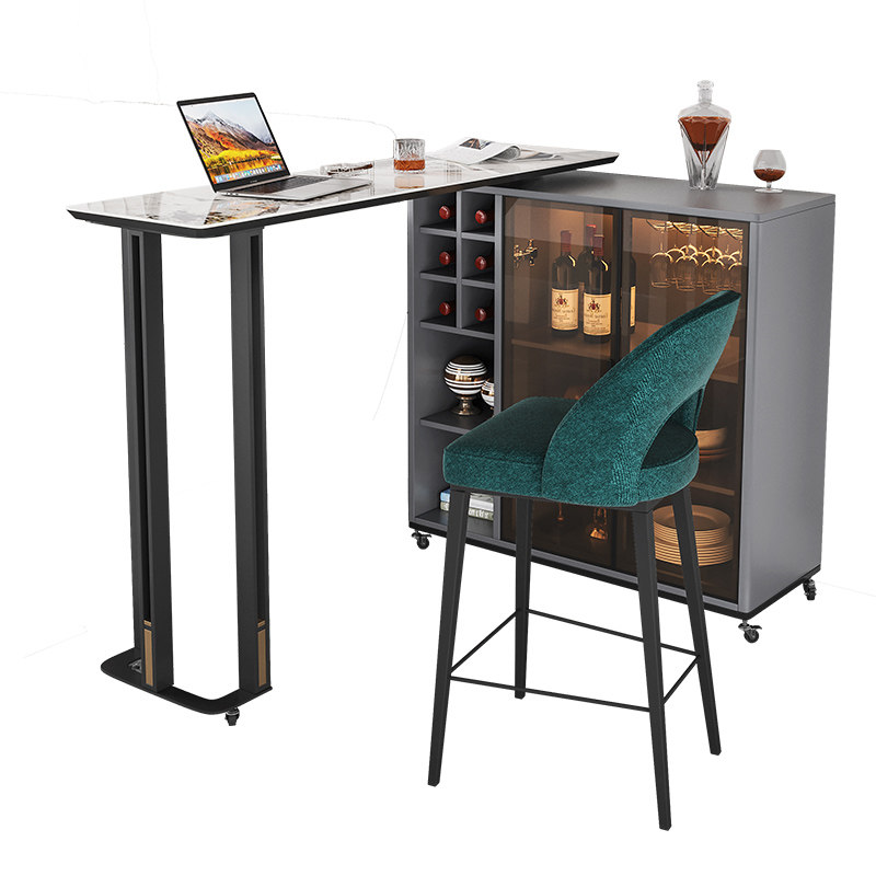 吧台岩板家用客厅隔断酒柜餐边柜一体靠墙旋转吧台