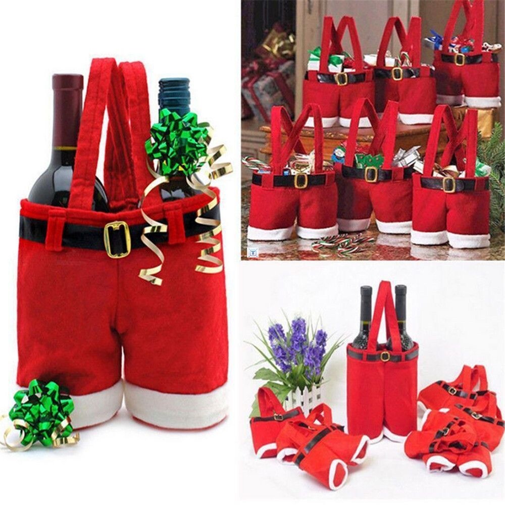 cute1pcsmerrychristmasgifttreatcandywinebottleholde圣诞装饰品