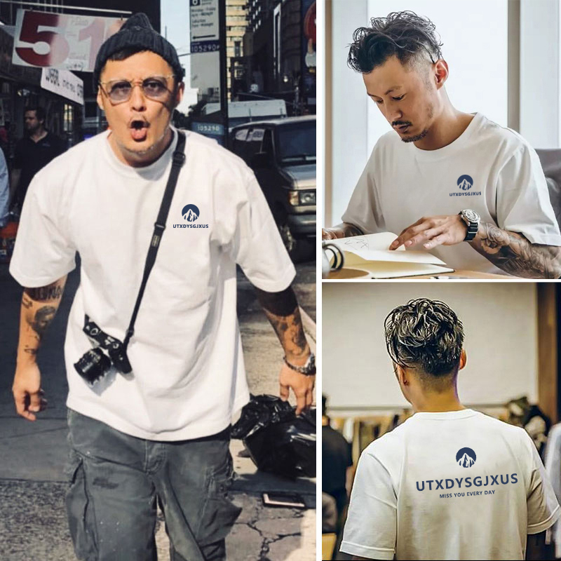 余文乐短袖男士T恤纯棉宽松潮牌重磅半袖港风大码ins情侣体恤上衣