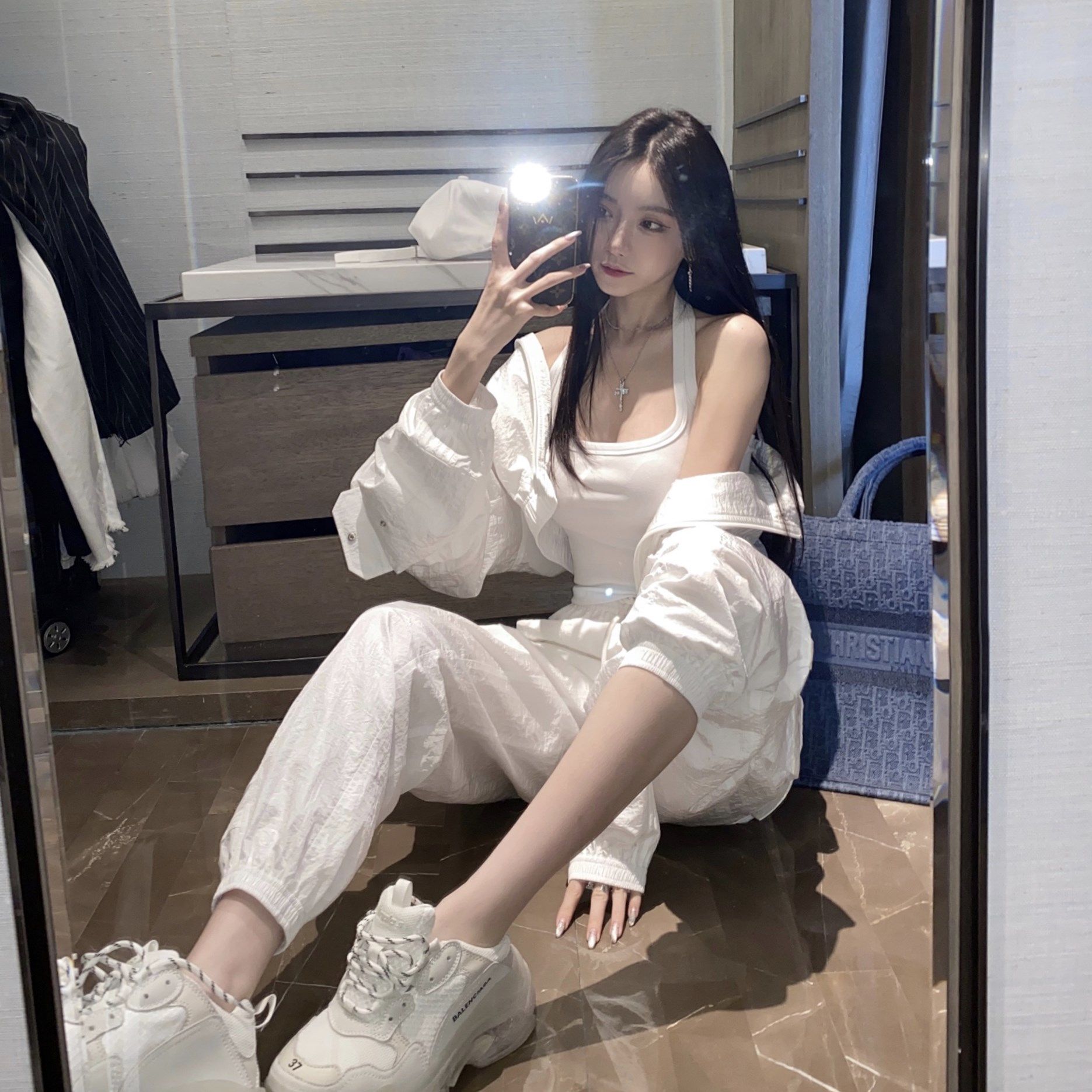 fbb背心萱2020夏季新款修身大领口显瘦李明t恤挂脖百搭女