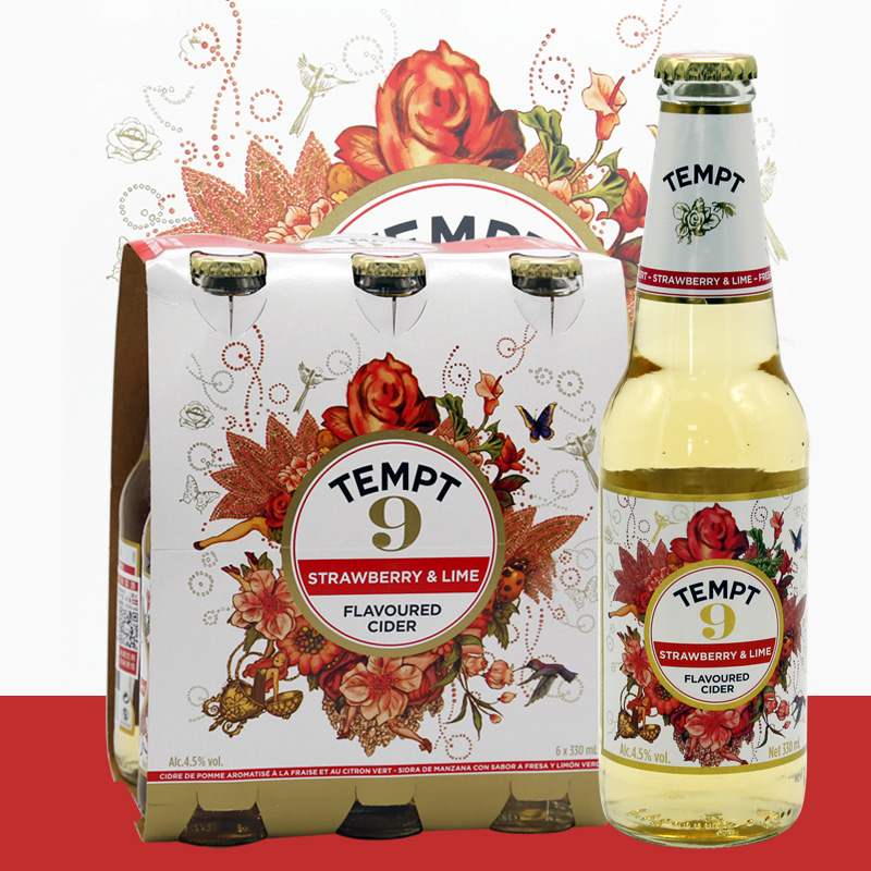 丹麦原装进口诱惑9号果味啤酒330ml6瓶tempt草莓啤酒