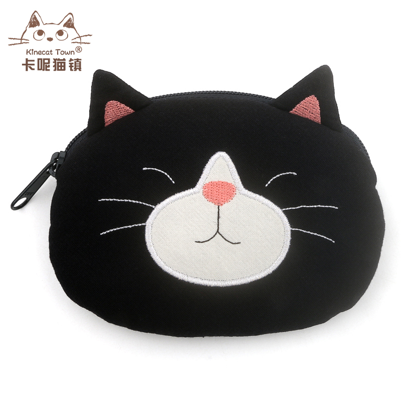 迷你kine布艺卡通黑猫单层硬币小巧零钱钥匙包钱包