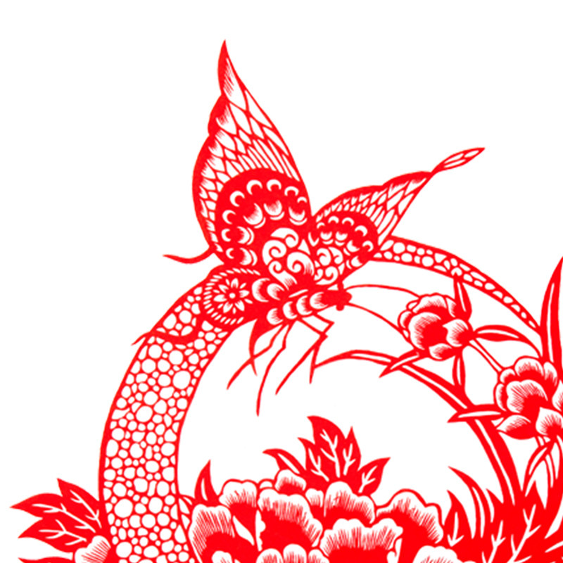 中国国风传统手工艺剪纸装饰画年货花好月圆窗花玻璃剪纸