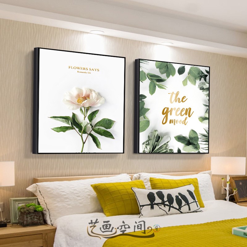 床头墙面装饰画现代简约主卧卧室双联挂画北欧温馨现代装饰画