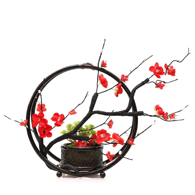 创意仿真梅花花艺套装摆件中式家居客厅电视柜仿真花