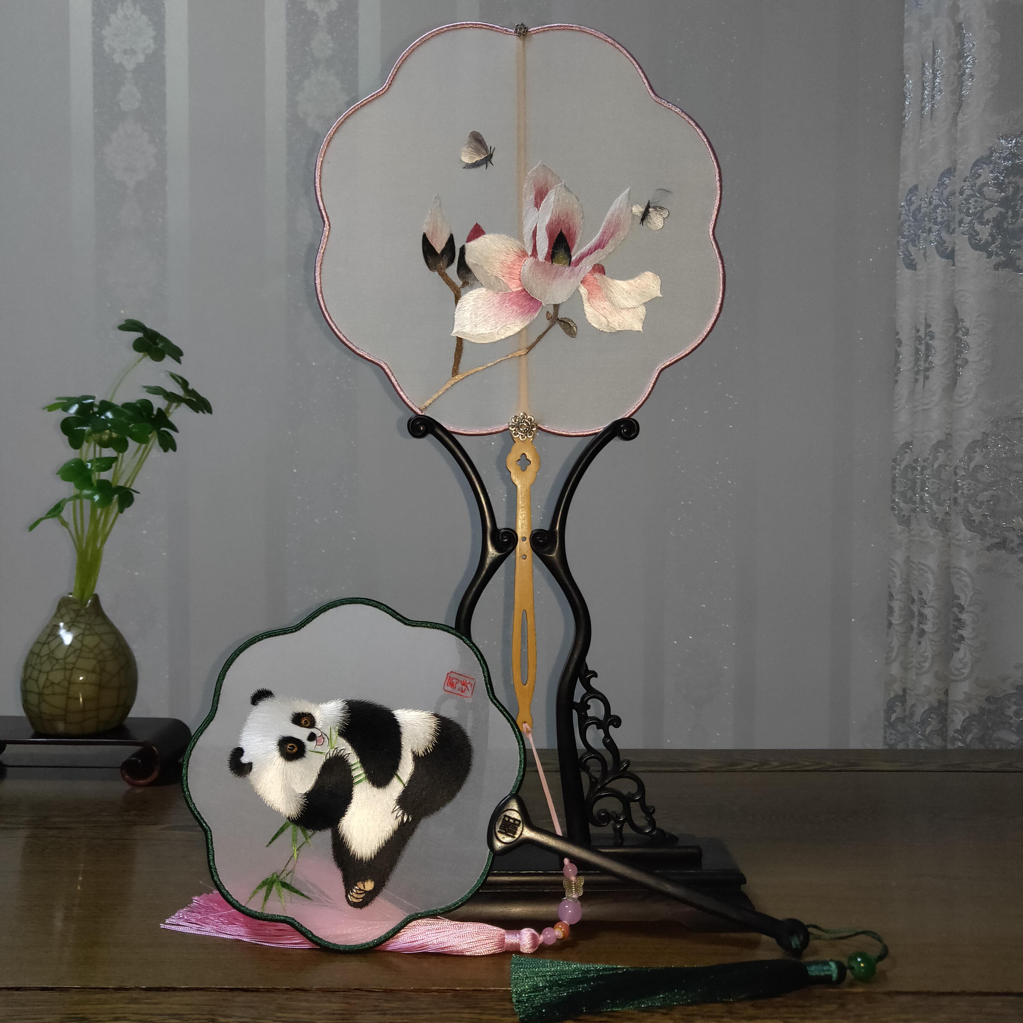 苏绣团扇国风双面扇子婚扇古典宫廷苏绣