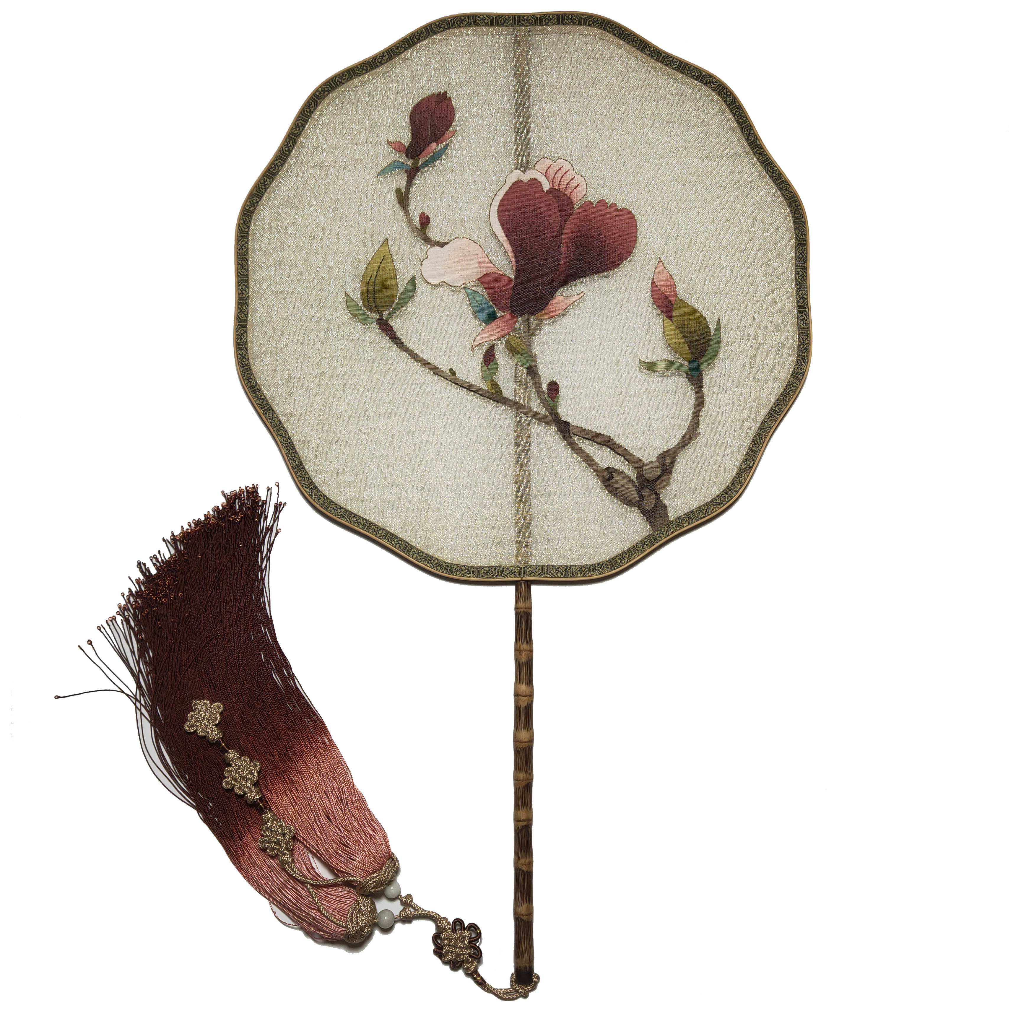 缂丝捻金团扇苏绣湘妃竹空白绘画旗袍汉服配饰扇子