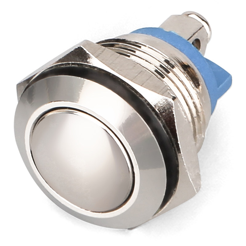 红波按钮金属开关16mm无灯圆弧面螺丝接线柱点按钮