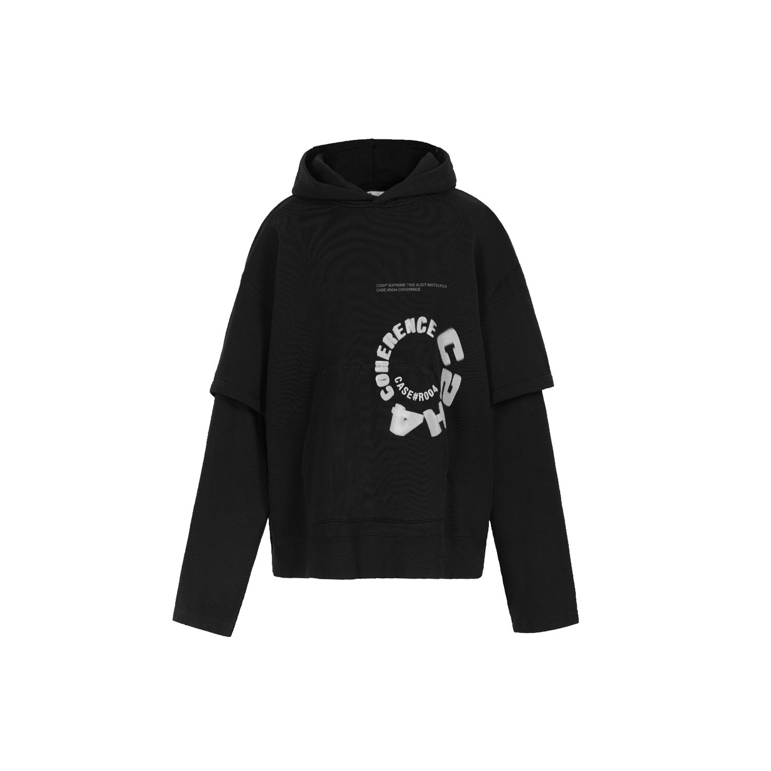 c2h4layeredhoodie双层结构环形印花帽衫r004卫衣