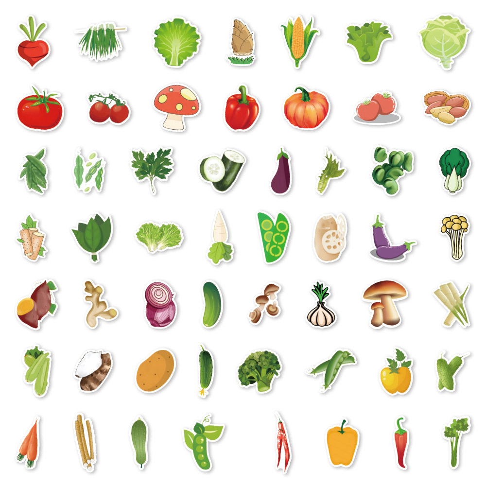 54张卡通蔬菜水果幼儿认知知识儿童早教贴纸冰箱贴纸