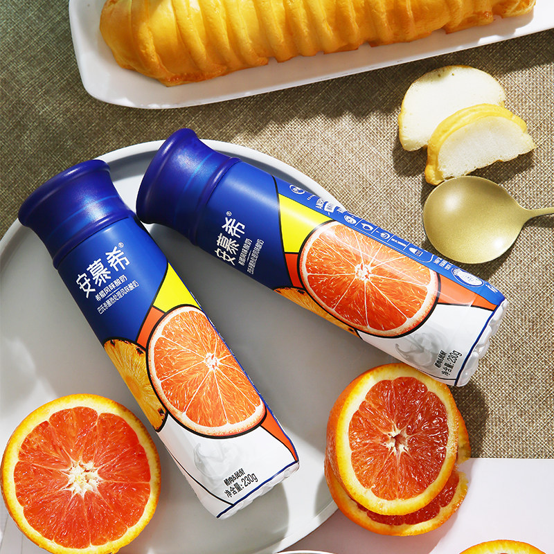 1月伊利安慕希高端pet酸奶橙肉凤梨口味230ml10瓶箱