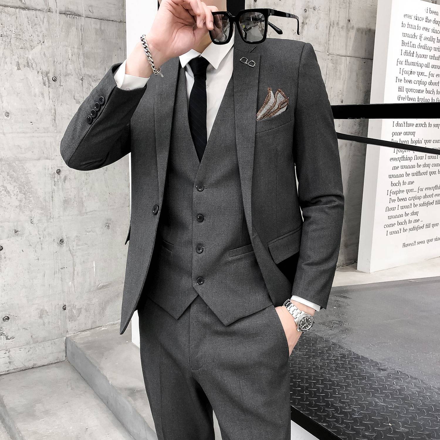 西服修身礼服结婚礼结婚帅气新郎正装韩版套装西服