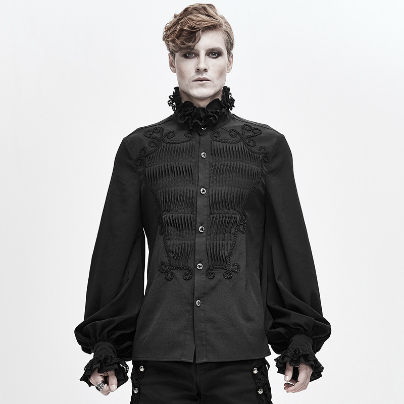钢铁老爷哥特gothic男装时尚休闲春秋衬衫修身舞台表演衬衫
