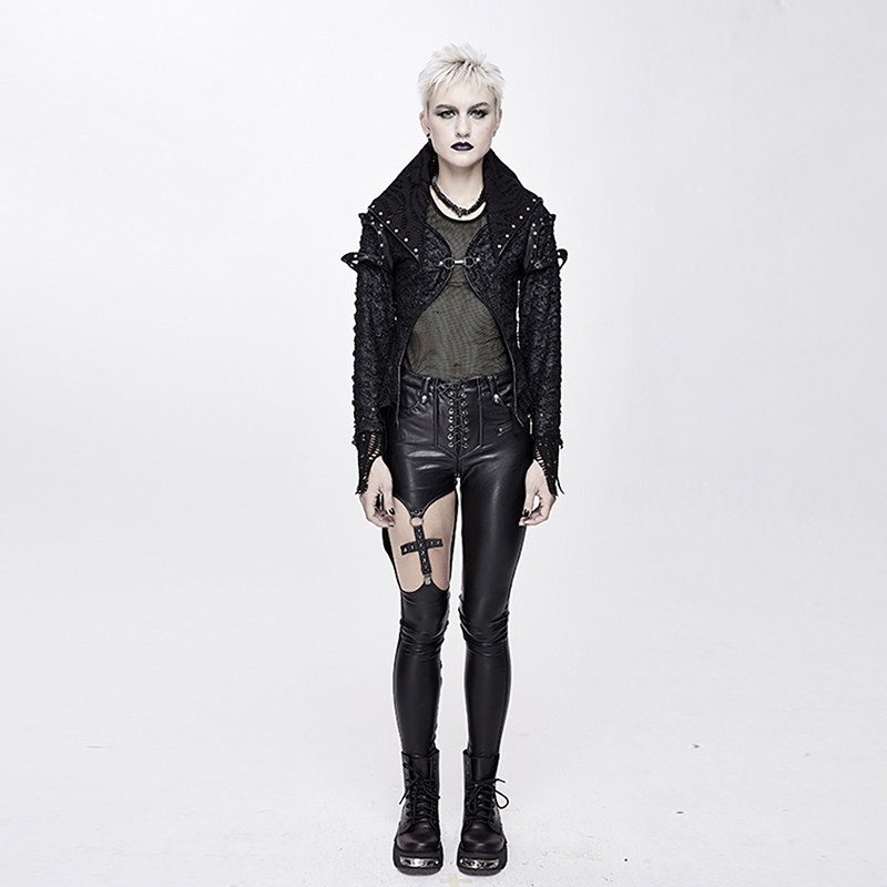钢铁老爷朋克哥特街头个性女士长袖修身短款外套短外套