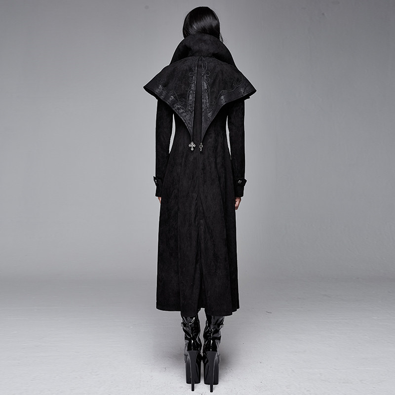 哥特女装秋冬长款风衣宫廷复古修身外套蒸汽风衣