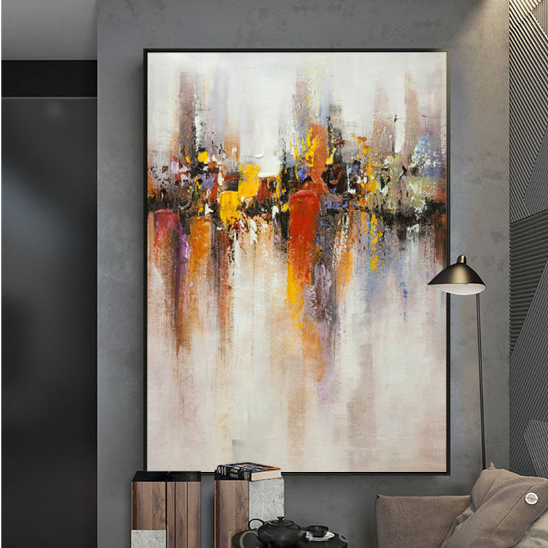 手绘油画轻奢简约现代客厅卧室装饰画抽象玄关油画