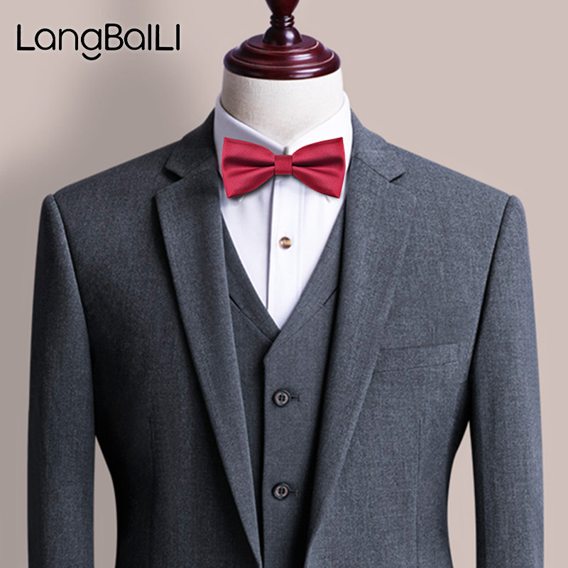 百利正装商务韩版结婚婚礼新郎伴郎郎英伦红色领结