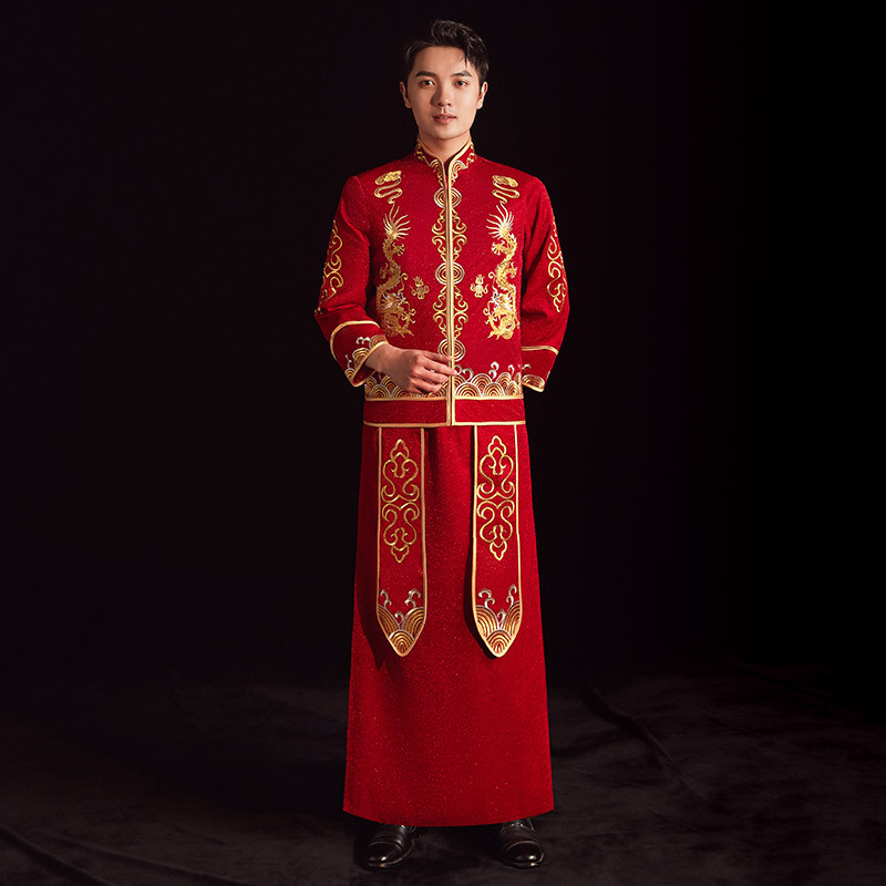 秀禾男士2021新款中式婚礼新郎接亲敬酒礼服中山装