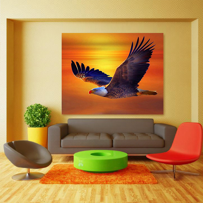 现代风格大鹏展翅动物老鹰书房diy数字油画手绘diy