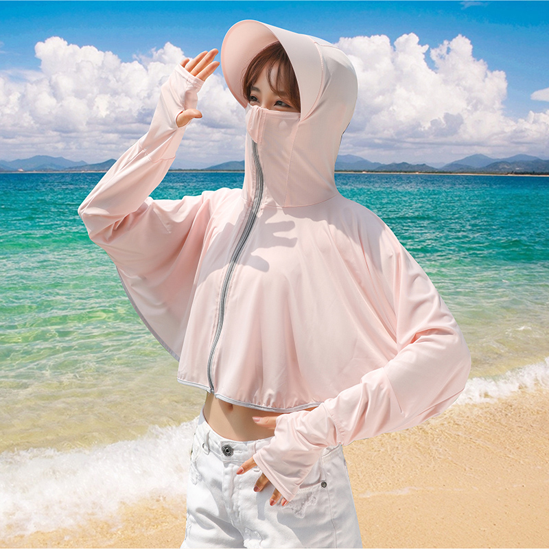 防晒衣女2020新款夏防紫外线长袖透气冰丝防晒服防晒衫连帽薄外套