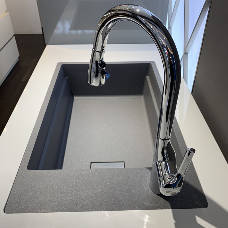 水槽弗兰卡套餐大单墨色石墨色花岗岩龙头单槽石英水槽套餐