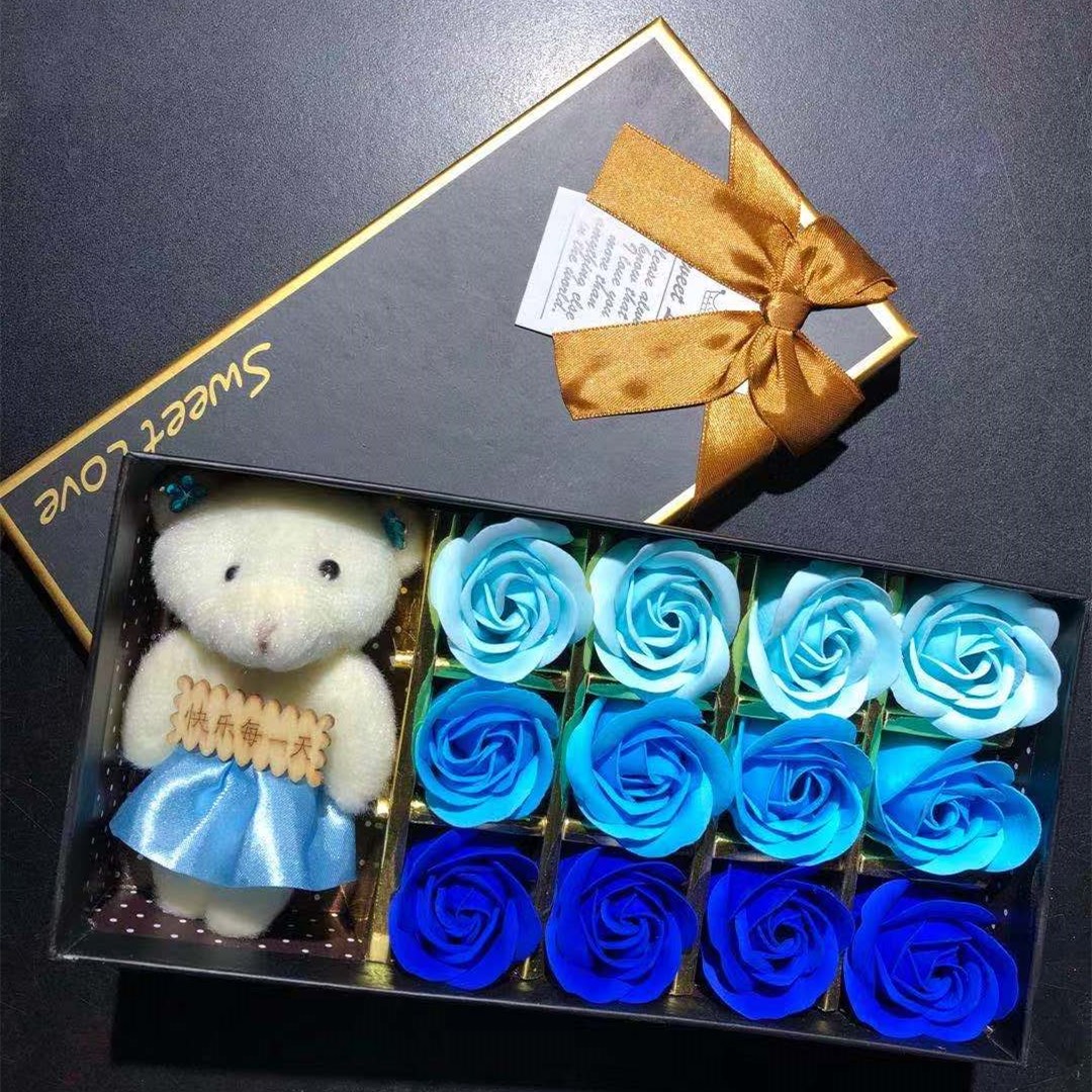情人节礼物送女朋友香皂玫瑰花礼品小熊礼盒女生闺蜜生日礼物创意