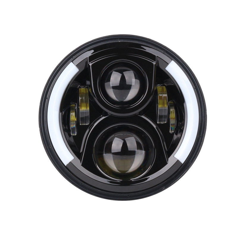 欧莱特7寸圆形led天使眼雾灯适用总成前大灯jeep摩托车车灯
