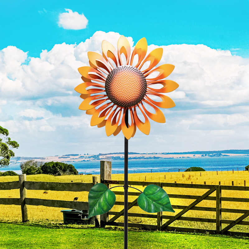 ins北欧向日葵风车庭院装饰天台户外花园院子布置创意铁艺摆件