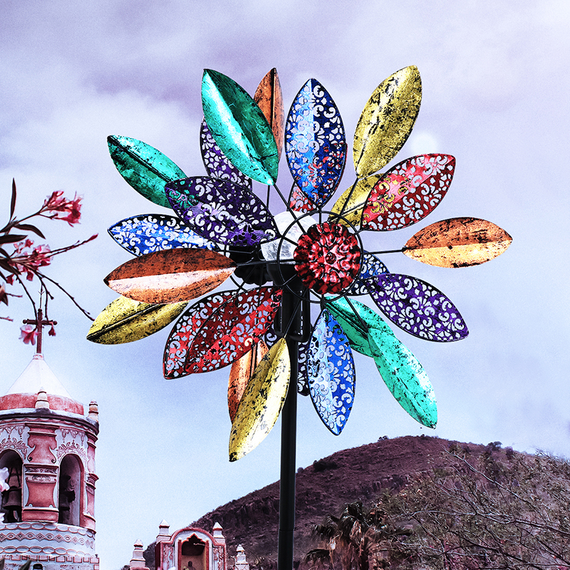 美式田园创意镂空铁艺风车北欧庭院花园院子户外