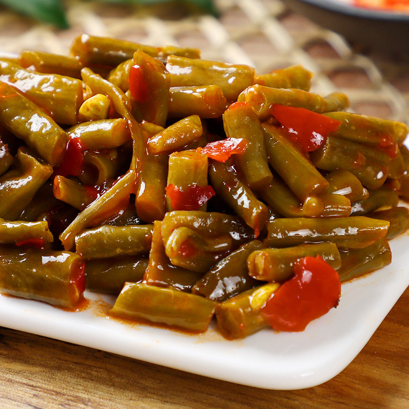 红油油酸豆角正宗农家自制开胃味下饭菜香辣腌制