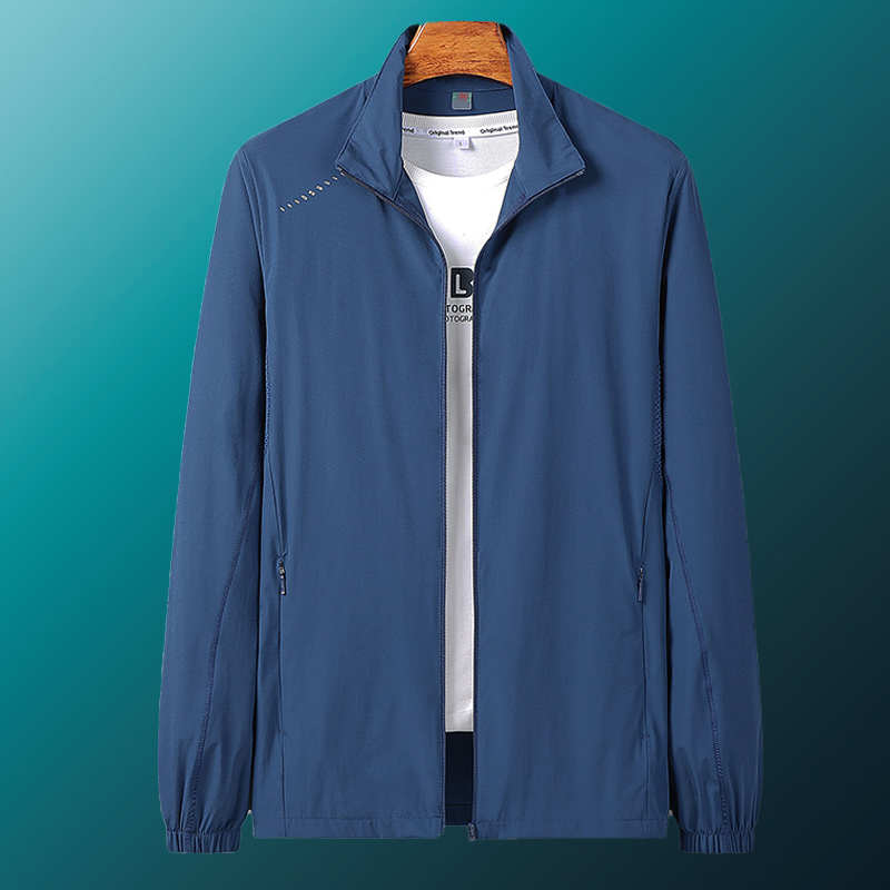 初春外套男春秋锦纶爸爸装薄款冲锋衣防晒防风衣单层大码父亲夹克