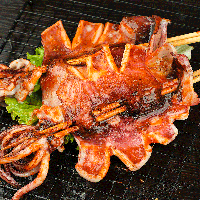 20串铁板鱿鱼串烧烧烤食材海鲜水产鲜活冷冻冷冻鱿鱼