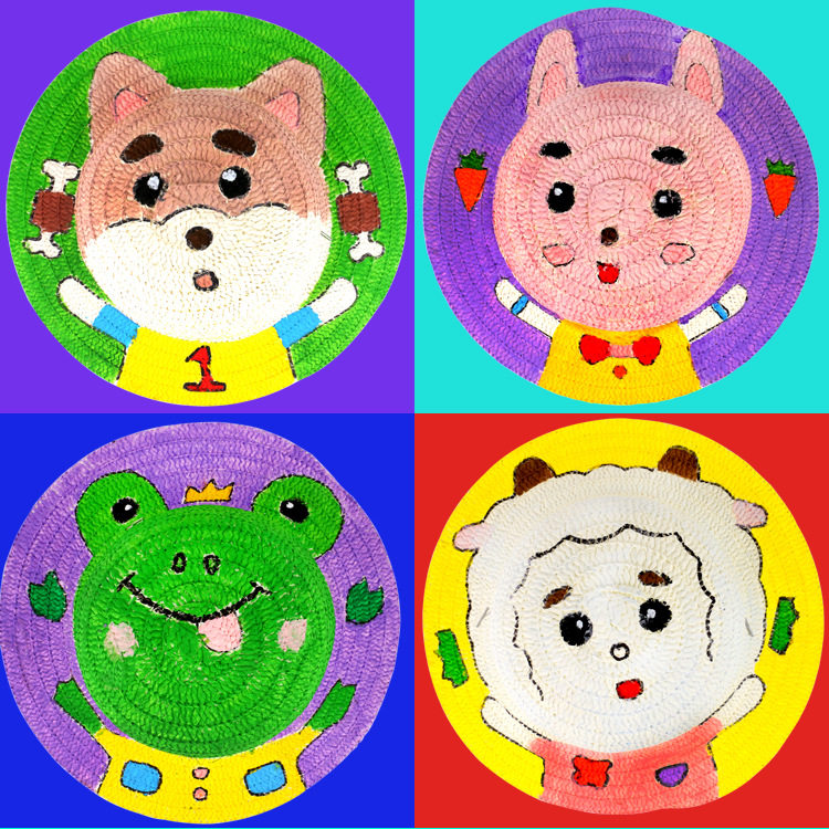草帽diy绘画帽子儿童幼儿园画画彩绘手绘涂鸦帽子