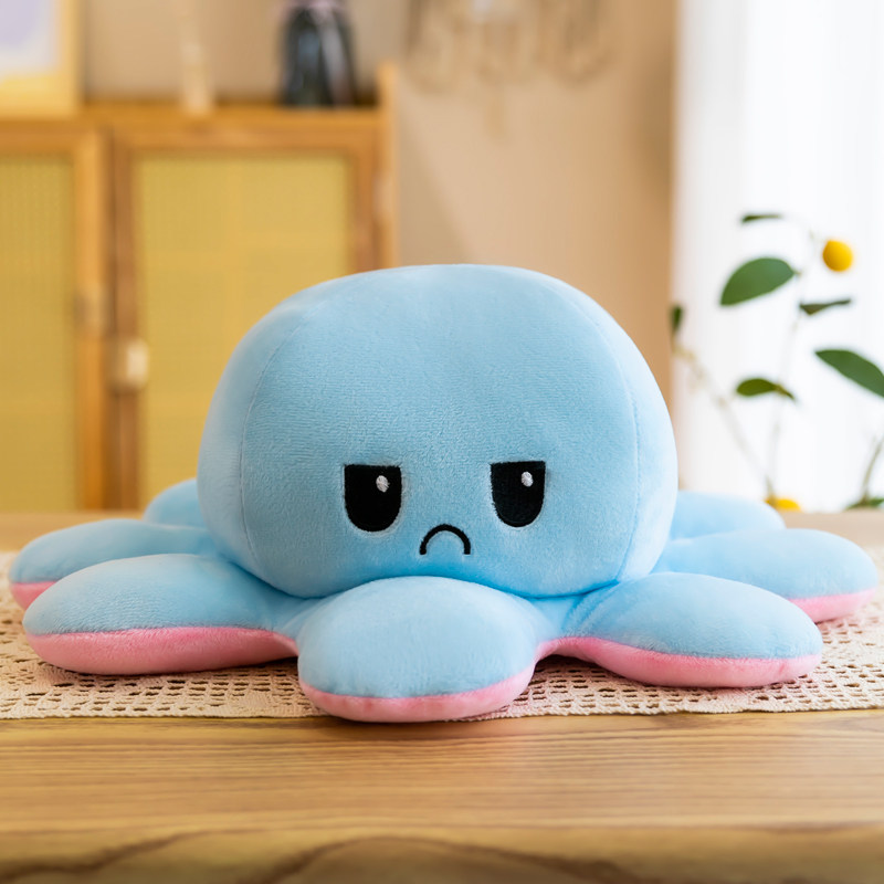 章鱼翻面公仔情绪双面翻转心情变脸玩偶生气毛绒布艺类玩具