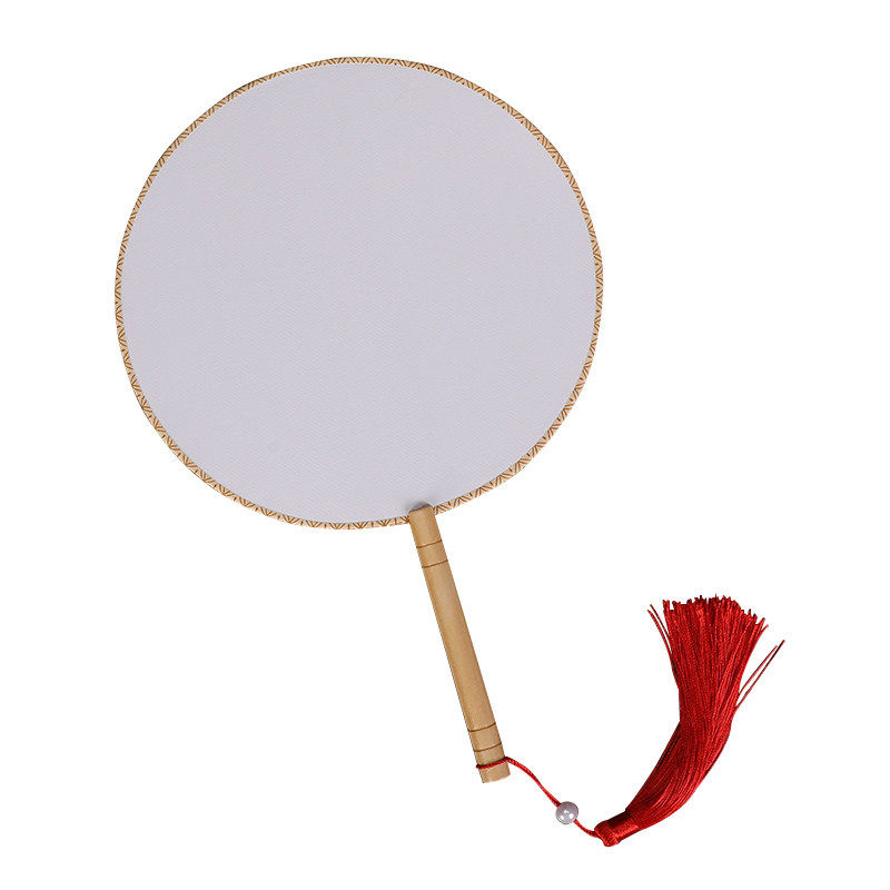 空白团扇diy真丝熟绢绢布宫扇手工绘画工笔扇子