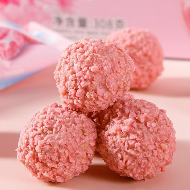 零食樱花樱花草草莓爆浆曲奇小丸子网红爆款巧克力夹心饼干