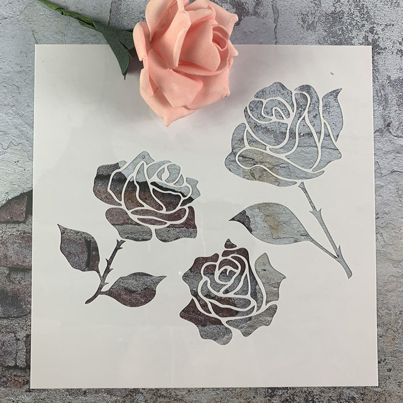玫瑰花ins印花植物创意涂鸦工具diy镂空画模广告牌