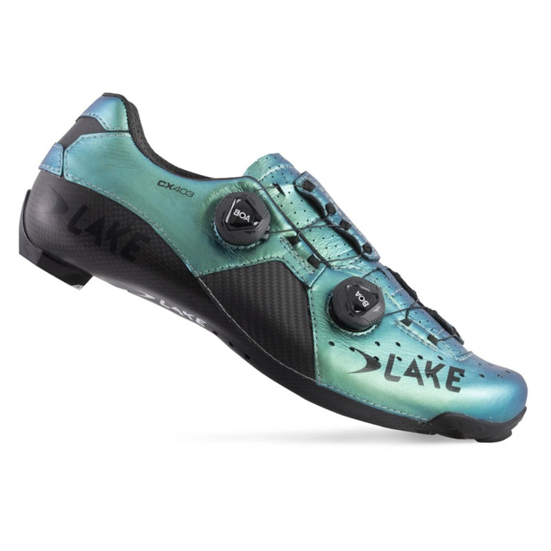 环法品牌lake荷兰cx403碳纤维底袋鼠皮面料公路自行车锁鞋boa旋钮