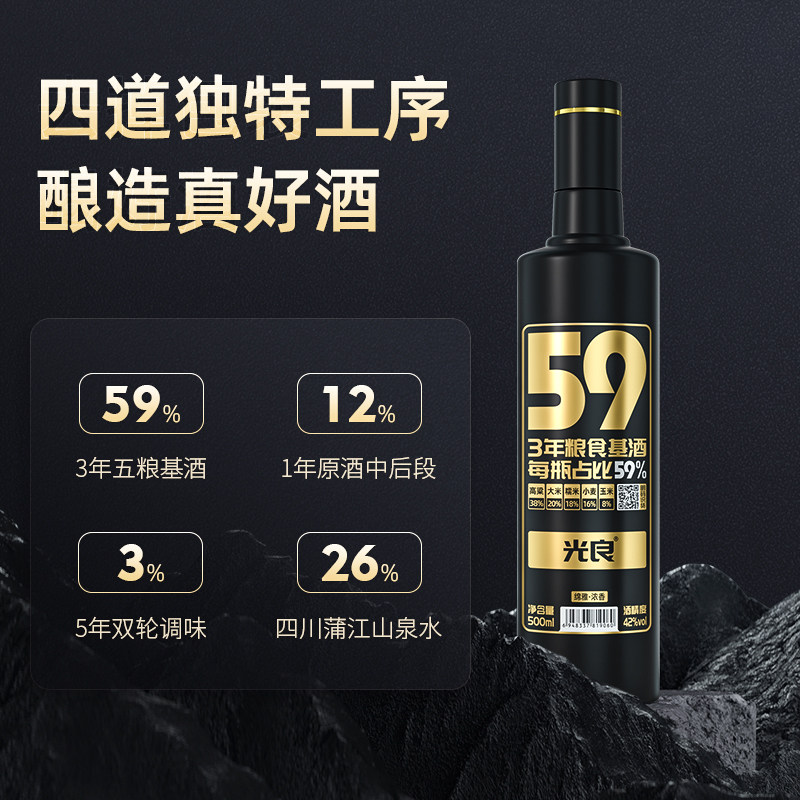 白酒光良系列42度浓香香型粮食送礼光瓶整箱白酒