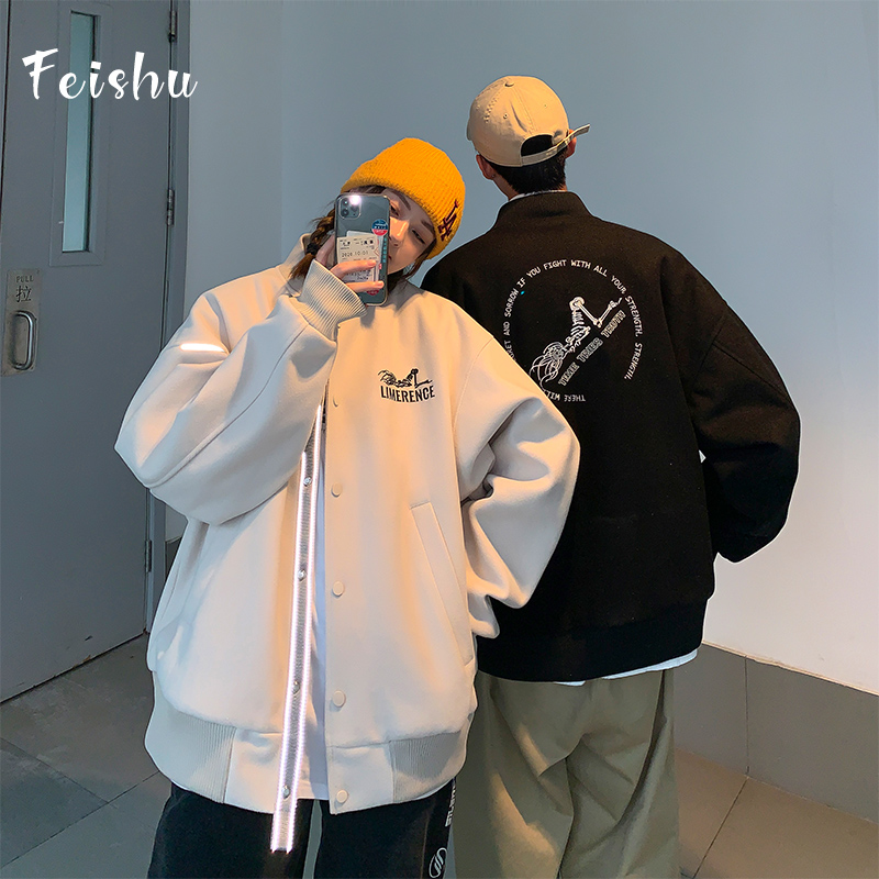 roora情侣外套春秋小众设计感棒球服男潮牌宽松百搭休闲夹克上衣