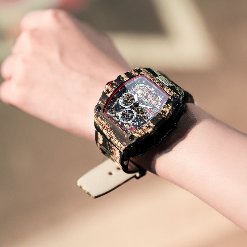欧美军事风个性手表酒桶形男士大表盘石英表时尚潮流计时防水腕表