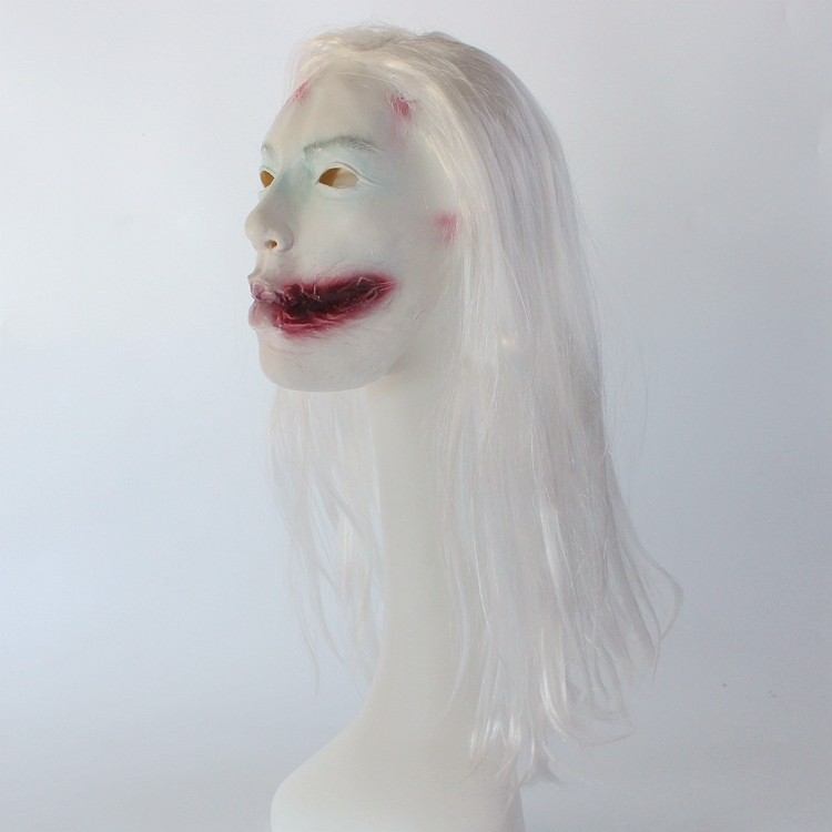 白发女鬼cos吸血鬼贞子面具 万圣恐怖鬼脸面具演出道具成人脸面具