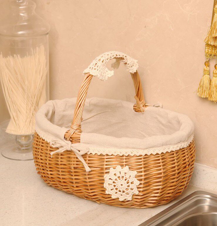 手工手提篮子藤编文艺田园风篮筐针线野餐篮糖果篮编织提手篮拍照