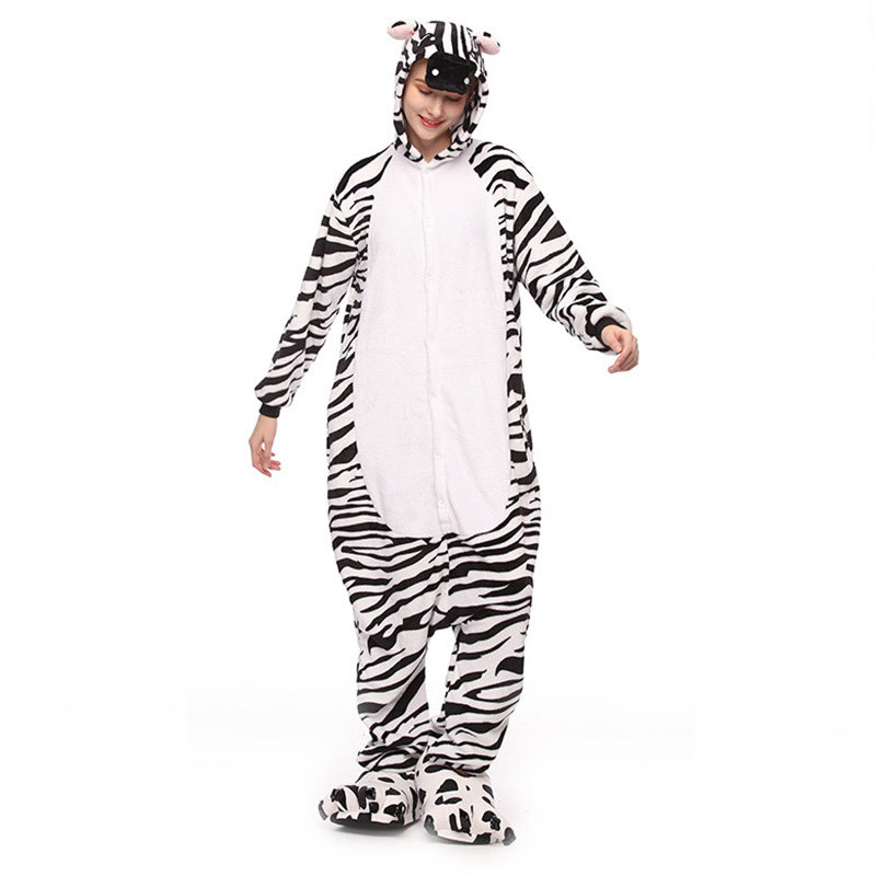 小马连体睡衣儿童卡通动物斑马男女宝贝中大睡衣